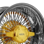4PC SET 14x7 72 Spoke Straight Reverse Triple Gold SHOWTIME