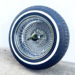 14×7″ Reverse Chrome 100 Spoke Wire Wheels + Whitewall Tires (Set of 4)