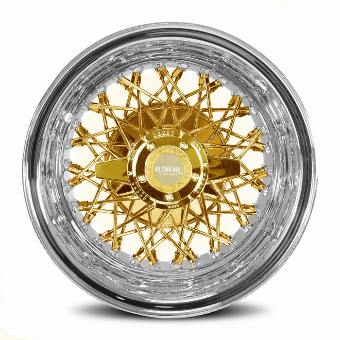 13x7 60 Spoke Triple Cross Lace Reverse Chrome Wheels