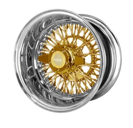 13x5.5 72 Cross Lace Reverse Gold Center Wheels