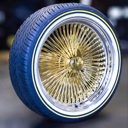20×8″ Gold Center 150-Spoke Standard Wire Wheels