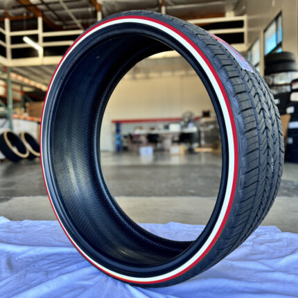 295/25R26 Red Stripe and Whitewall Tire – Custom Handmade All-Season Tire
