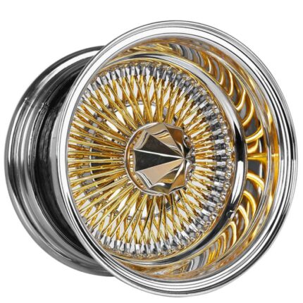 Gold Center 14X7 Reverse 100 Spoke with 1.6 inch White Wall Tires (175/70R14)