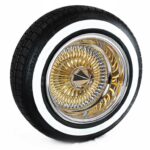 Gold Center 14X7 Reverse 100 Spoke with 1.6 inch White Wall Tires (175/70R14)
